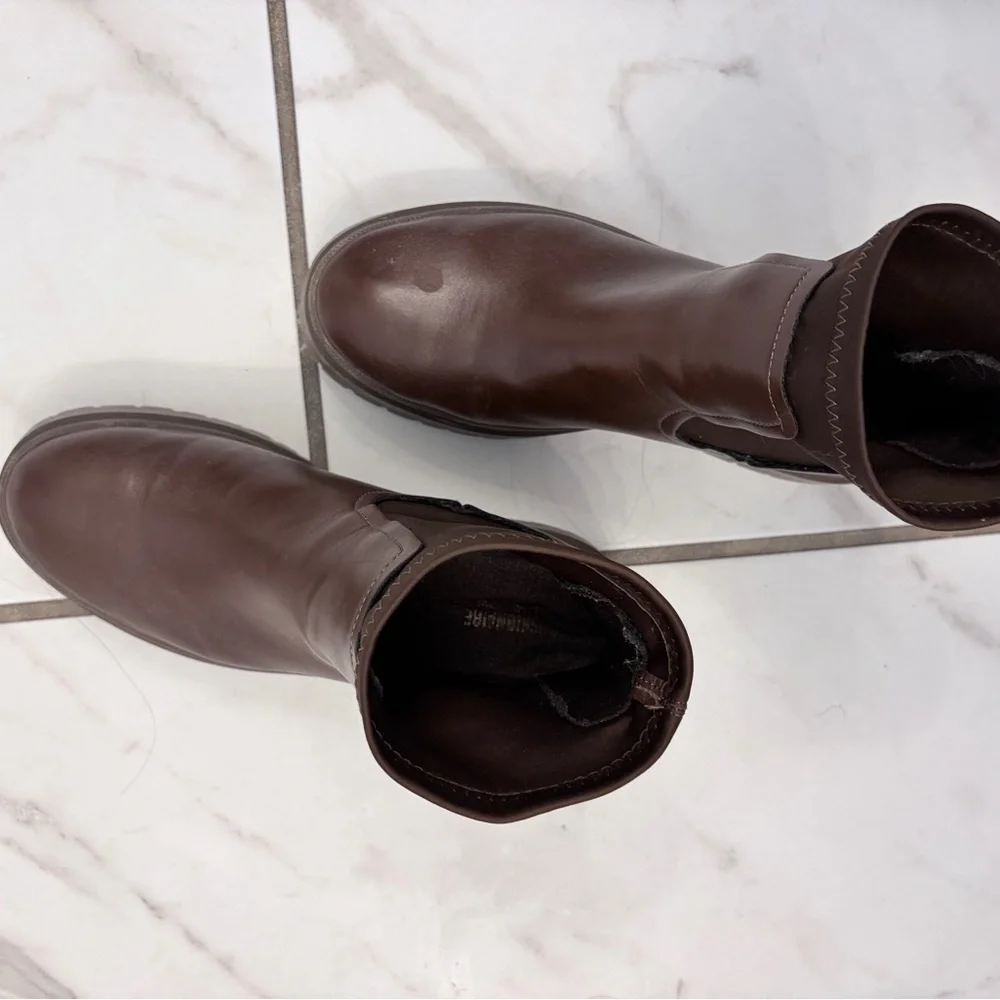 Wide Fit Brown Chelsea Lug Sole Ankle Boots